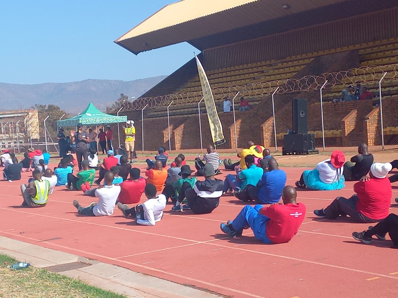 Youth gathered during a sports and recreation programme